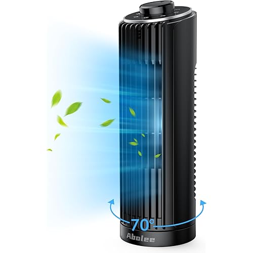 Abolee Tower Fan, 23ft/s Desk Fan, 70° Oscillating Table Fan for Bedroom, Standing Table Fan with 3 Modes, 2024 New 13 Inch Bladeless fan for Bedroom, Home,Office