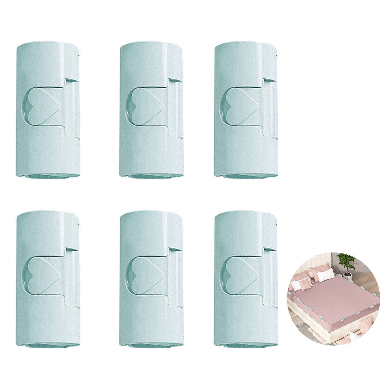 TecoKart® 6 Pcs Bed Sheet Clips for Bed, Blue Bed Sheet Grippers, Non Slip Clips for Fixing Bed Sheets, Bedsheet Grippers Holder Duvet Cover Clips, Adjustable Bed Sheet Fasteners Clips