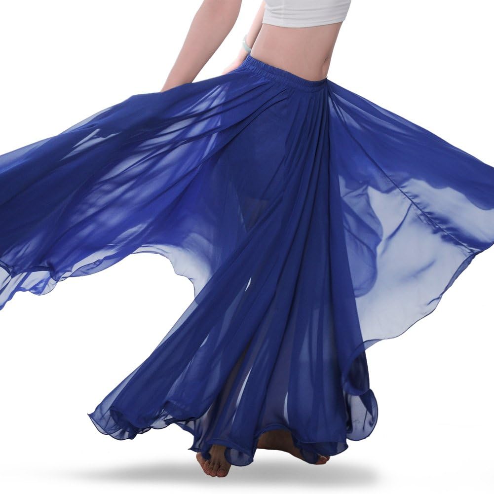 ROYAL SMEELA Chiffon Belly Dance Skirt for Women Belly Dancing Costume Outfit Tribal Maxi Full Skirts Solid Color Skirt Voile - Image 5