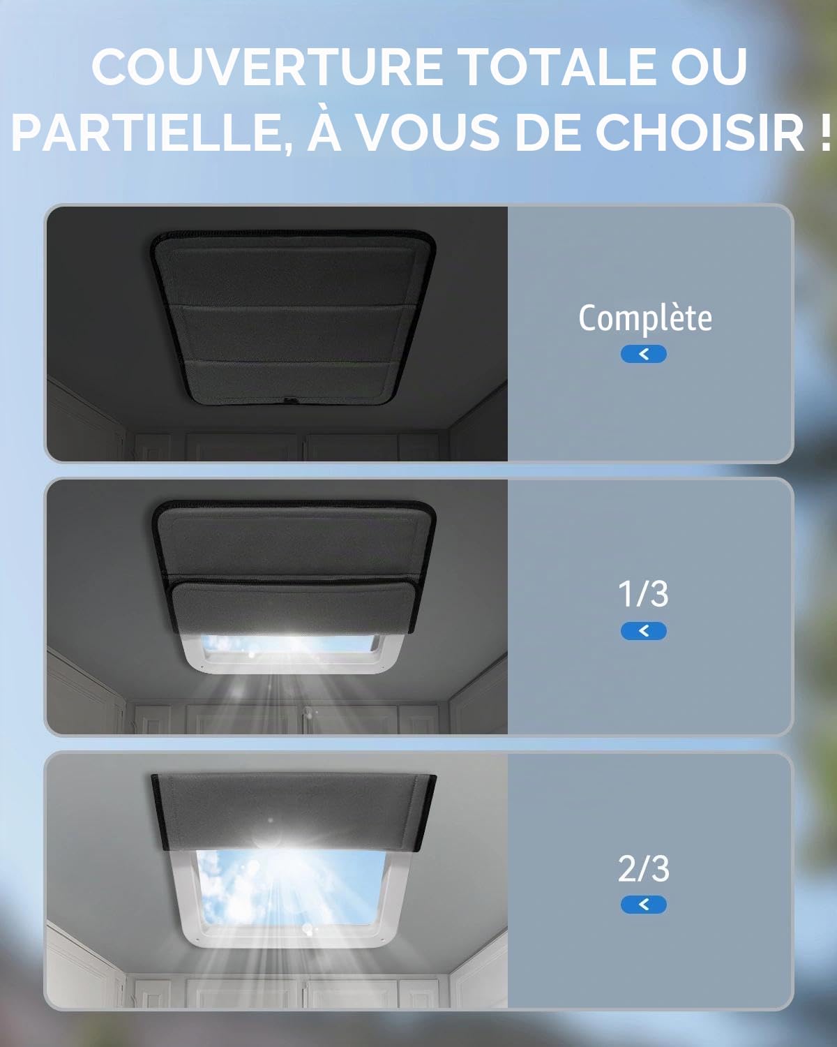 Couvercle de toit solaire isolant magnétique pour ventilateur MaxxAir, Housse de noircissement et de ventilation pliable en tissu Oxford 600D, 42 x 42 cm (gris clair)