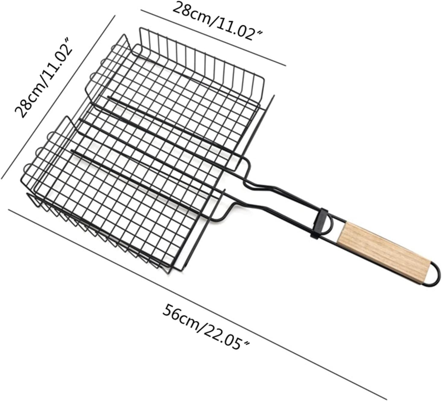 Griglie a Carbone 2 Pezzi Cestino per Rete per Pesci, Cesto per Barbecue in Ferro, griglia per Verdure, Clip per Barbecue.