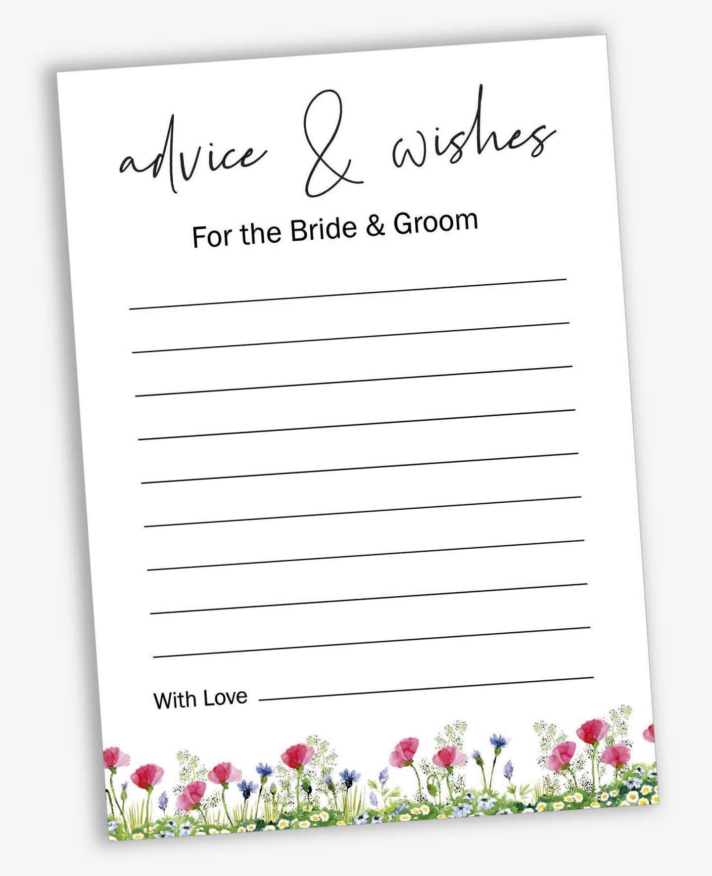 Inkdotpot Pack Of 50 Greenery Advice Cards For Weddings - 5x7" Bride & Groom Wishes Game Activity