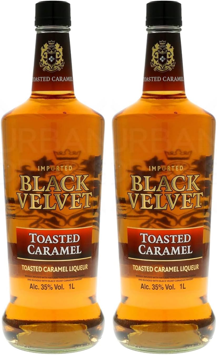 Black Velvet I Toasted Caramel Liqueur I 1 Liter Flasche I 35% Volume I Kanadischer Whisky-Likör (Packung mit 2)