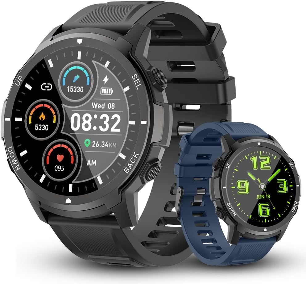 Smartwatch Orologio Fitness Uomo Digitale: Chiamata Bluetooth Risposta Vivavoce Impermeabile Militari Smart Watch Tracker Cardiofrequenzimetro Rotondo Contapassi Spo2 Calorie Sportivo per Android ios Smartwatch Orologio Fitness Uomo Digitale: Chiamata Bluetooth Risposta Vivavoce Impermeabile Militari Smart Watch Tracker Cardiofrequenzimetro Rotondo Contapassi Spo2 Calorie Sportivo per Android ios