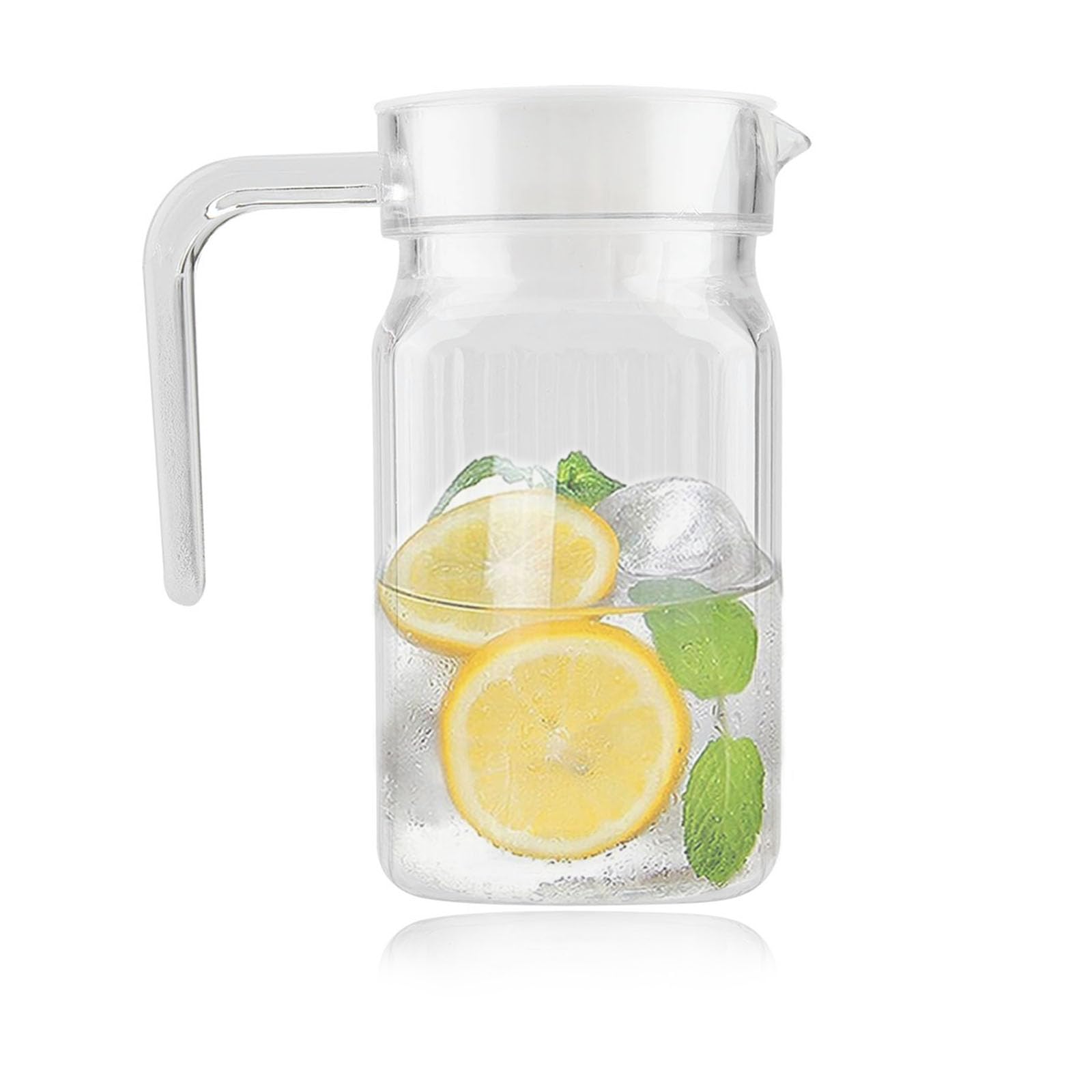 Yctze Juice Jugs Plastic Acrylic Bottle Juice Jugs with Lid Acrylic Juice Bottle Jug with Lid Transparent Acrylic Small Pitcher White Striped Water Ice Cold Juice Bottle for Home Bar Fridge 500ML