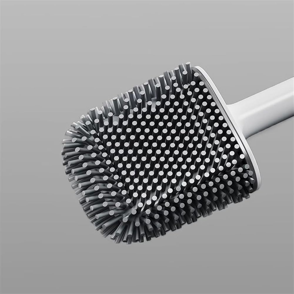 Scopino per WC con manico lungo, design a parete in silicone, setole morbide e flessibili per una pulizia profonda del bagno, strumento salvaspazio per una facile conservazione