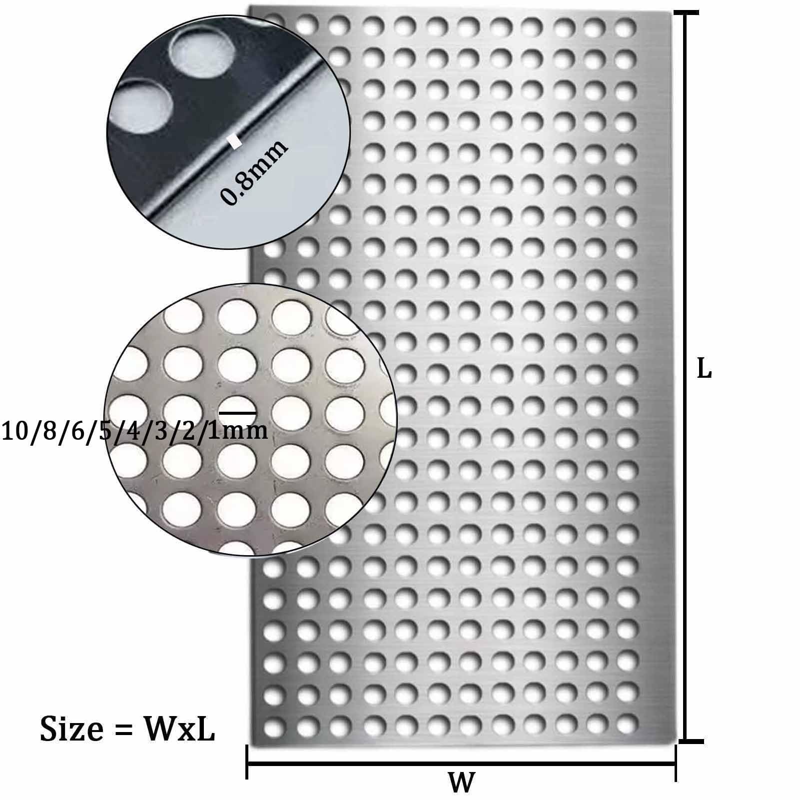 Lochblech Edelstahl 0,8mm Dicke Langlebiges Metallblech Gartenschutzzaun DIY Blumentopf Regal(8mm/0.8mm,40x40cm)