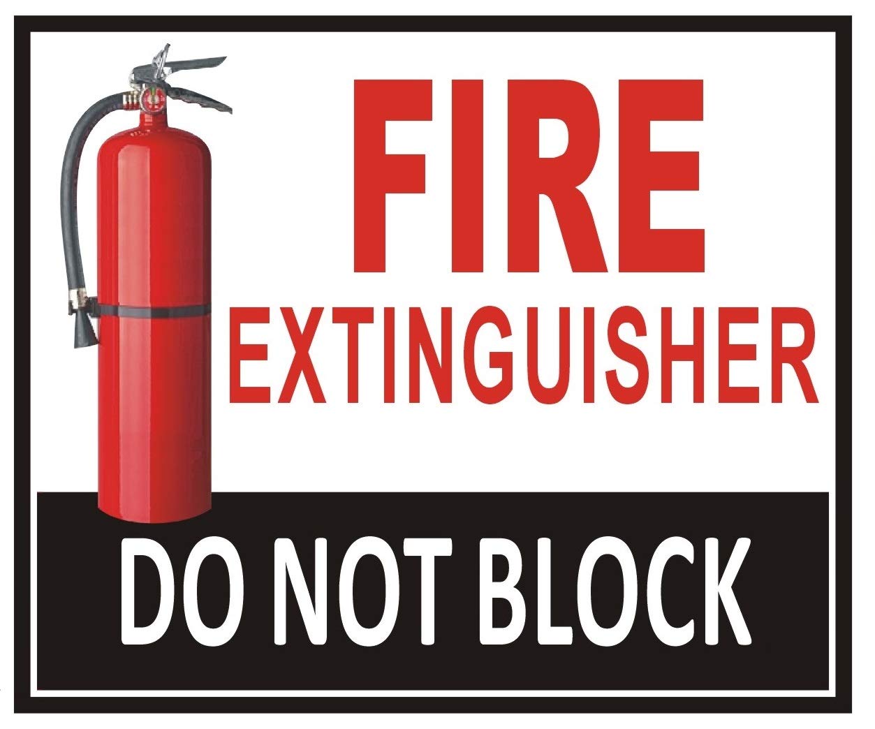 2 Pcs-Fire Extinguisher Do Not Block Sign (Aluminum, White 5X6,Double Sided Tape)
