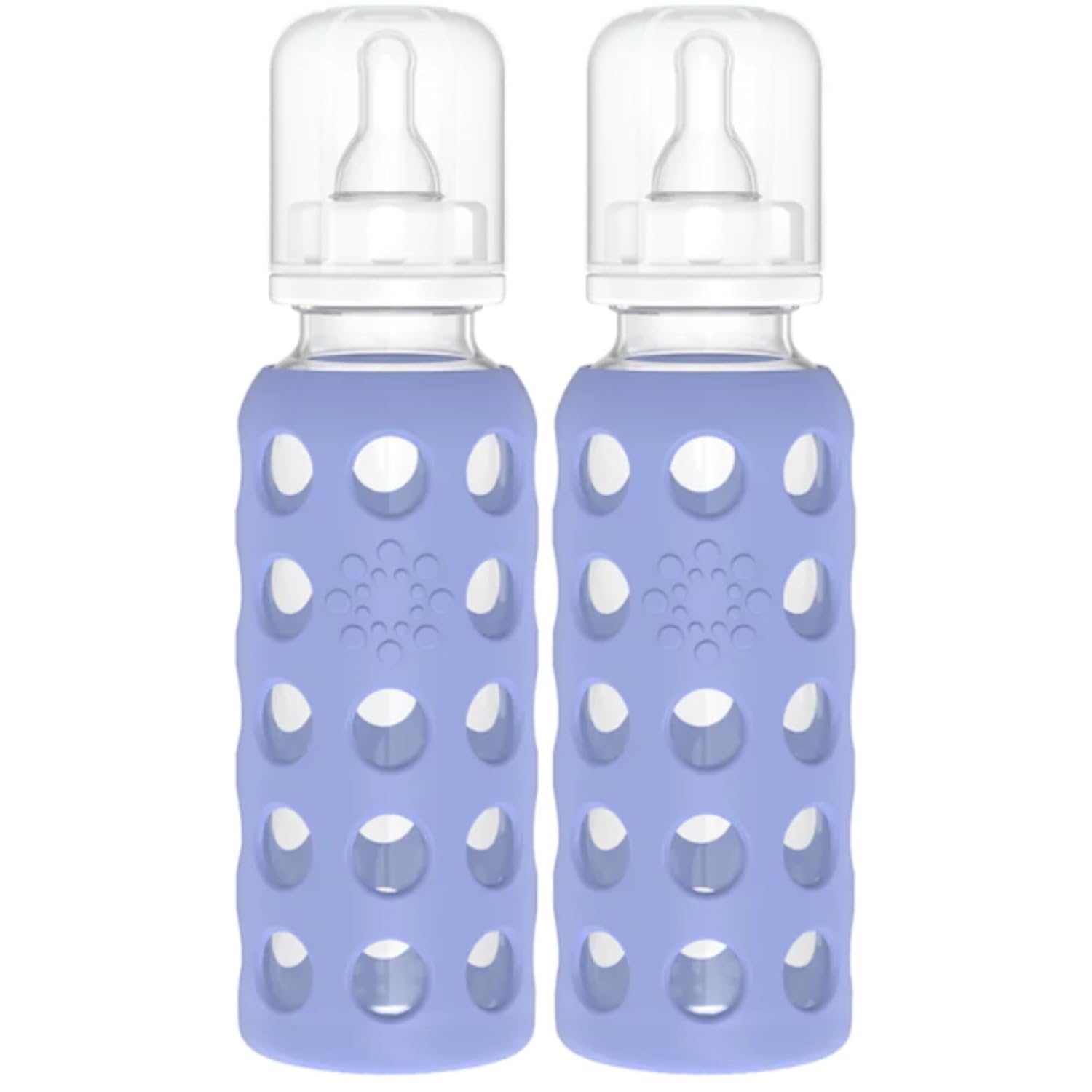 Lifefactory Glass Baby Bottles with Silicone Protection - 2-Pack, 9 oz Bottles, Blueberry