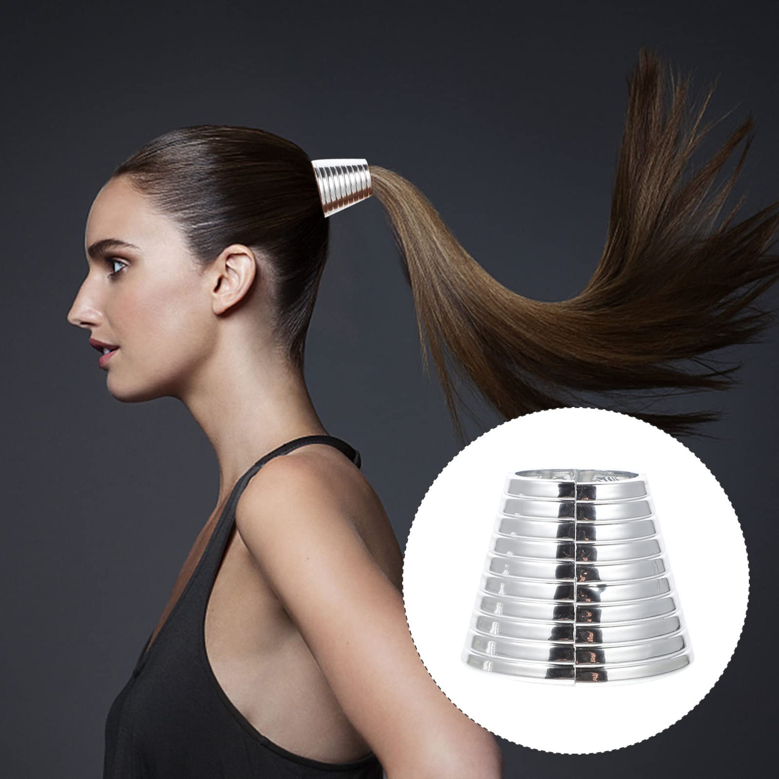 LALAFINA 24 Pièces Cravate En Queue De Cheval Pinces à Cheveux En Métal Pour Femmes Anneaux De Manchette Français Support Rond Anneaux De Queue De Cheval Contrat Manquer Abdos Punk