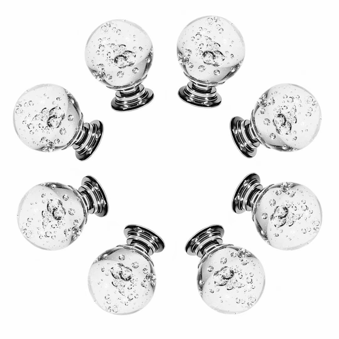 8 Tiradores Decorativos para cajón de 30 mm, Transparentes, con Forma de Bola, para Muebles, armarios, cajones, armarios, cocinas, bebés, niños, decoración de Muebles para niños (30 mm)