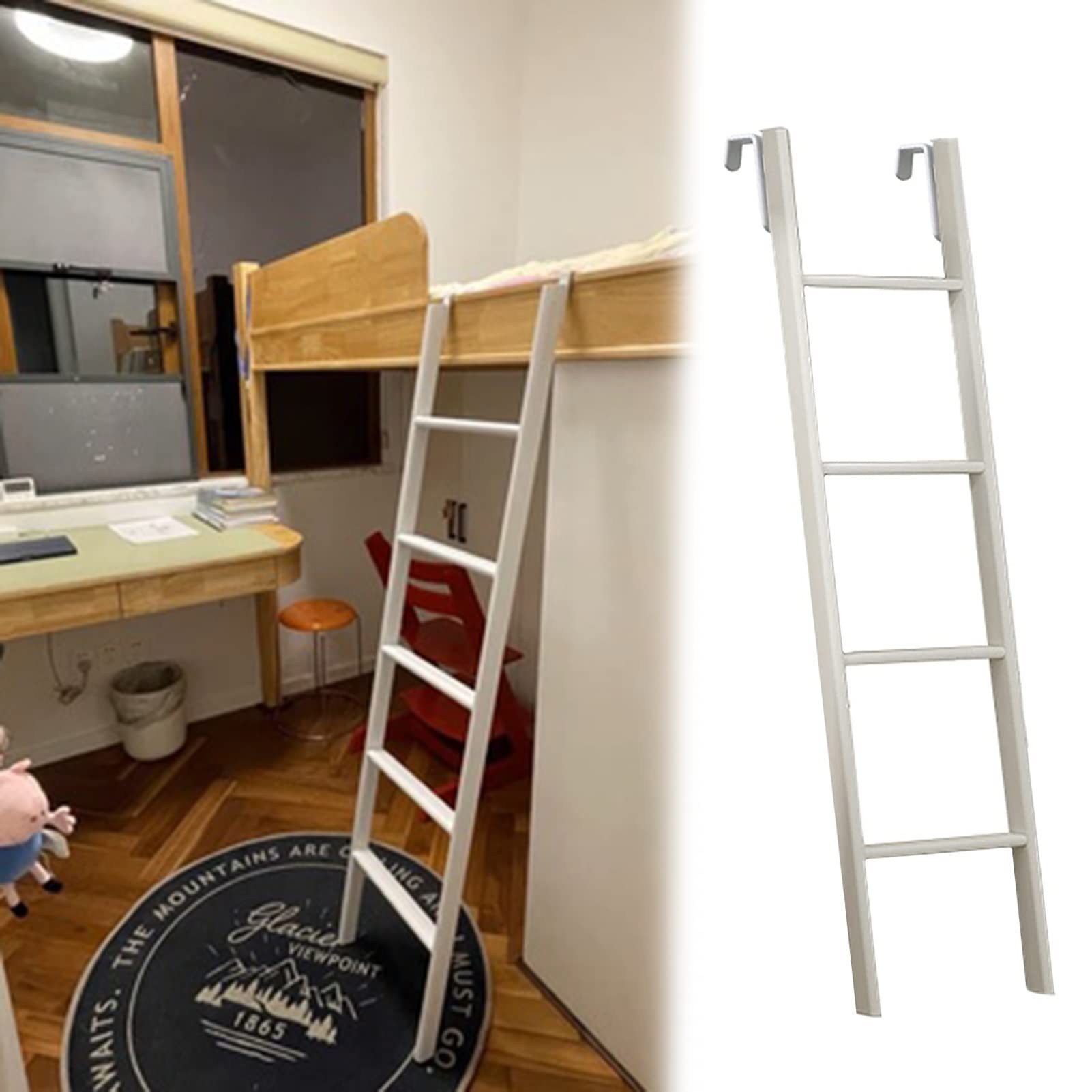 Hochbettleiter Weiße Etagenbettleiter Verstellbar - 50 Zoll/ 55 Zoll/ 59in, Austauschbares Hochleistungs -Doppelbett -Bunk -Leiter für Wohnmobile/ RV -Anhänger/ Wohnheim, Einfache Montage ( Size : 130
