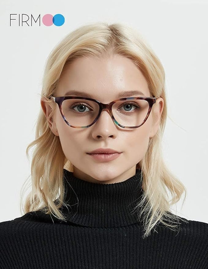 Firmoo Cateye Blue Light Blocking Glasses, Women Computer Glasses, Anti Eyestrain Vintage Cateye Pattern Eyewear Frame Pattern 0.0 x image 2 of 7 B07PYWZCC5