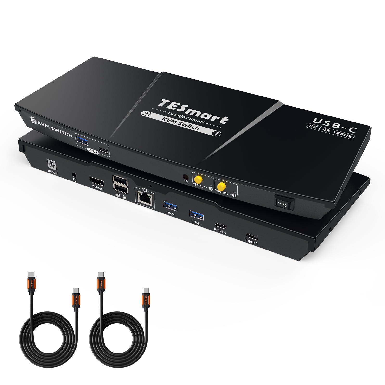 TESmart 8K@60Hz USB-C KVM Switch 1 Monitors 2 Computers, USB 3.0