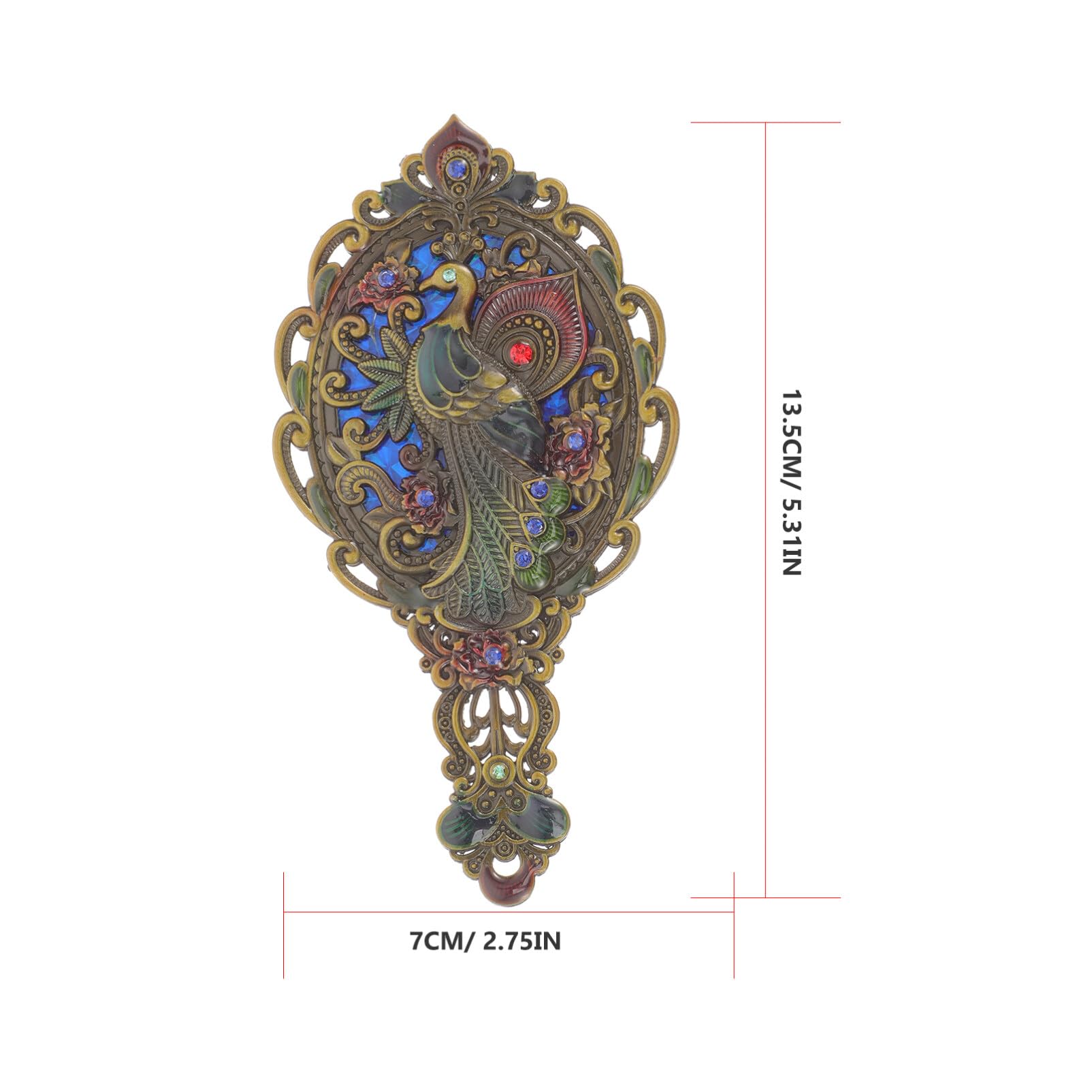 Antique Mirror Comb Set Vintage Metal Peacock Handheld Makeup Mirror with Comb Vintage Maniya Mirror & Comb Box Set with Enameled Peacock  main image 4