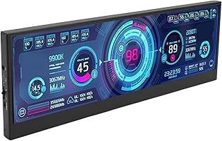 Garsent 14 Inch UHD IPS Secondary Screen, Stretched Bar LCD Monitor Mini HDMI for Laptop Computer, Health Speed Temperature Windows Second Screen, LCD Display Aida64 Sub CPU GPU Display