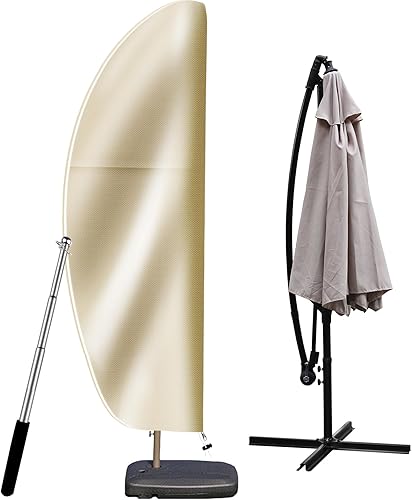 OKPOW Cubierta para sombrilla de patio para sombrillas de 11 a 13 pies Funda impermeable voladiza para sombrilla con cremallera resistente