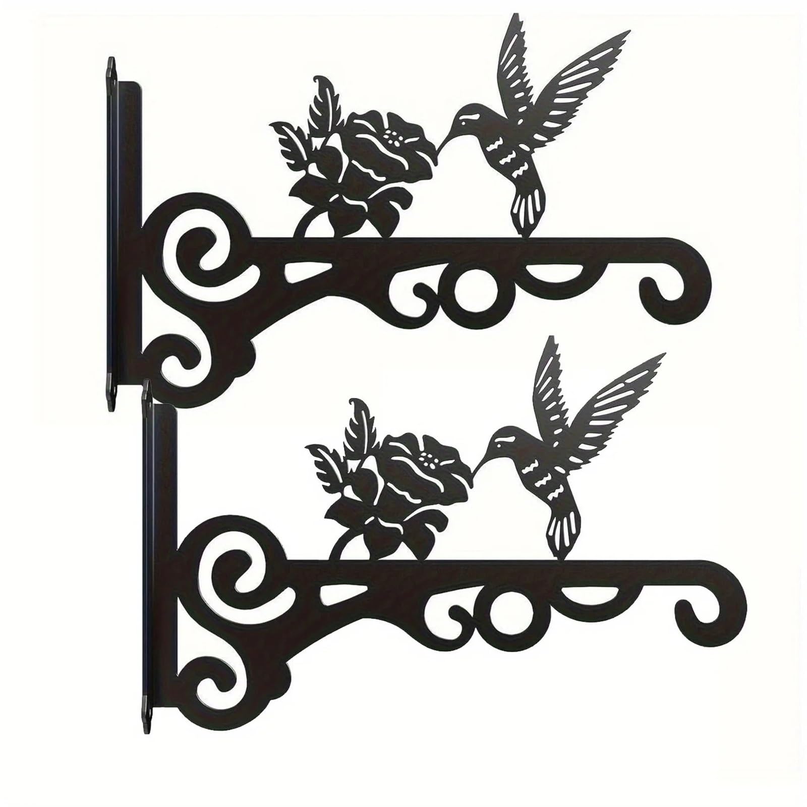 RGOEMHJ Black Metal Plant Hanger - Heavy-Duty, Easy to Install, Required Ideal for Outdoor for Planter Flower(2pcs Black)