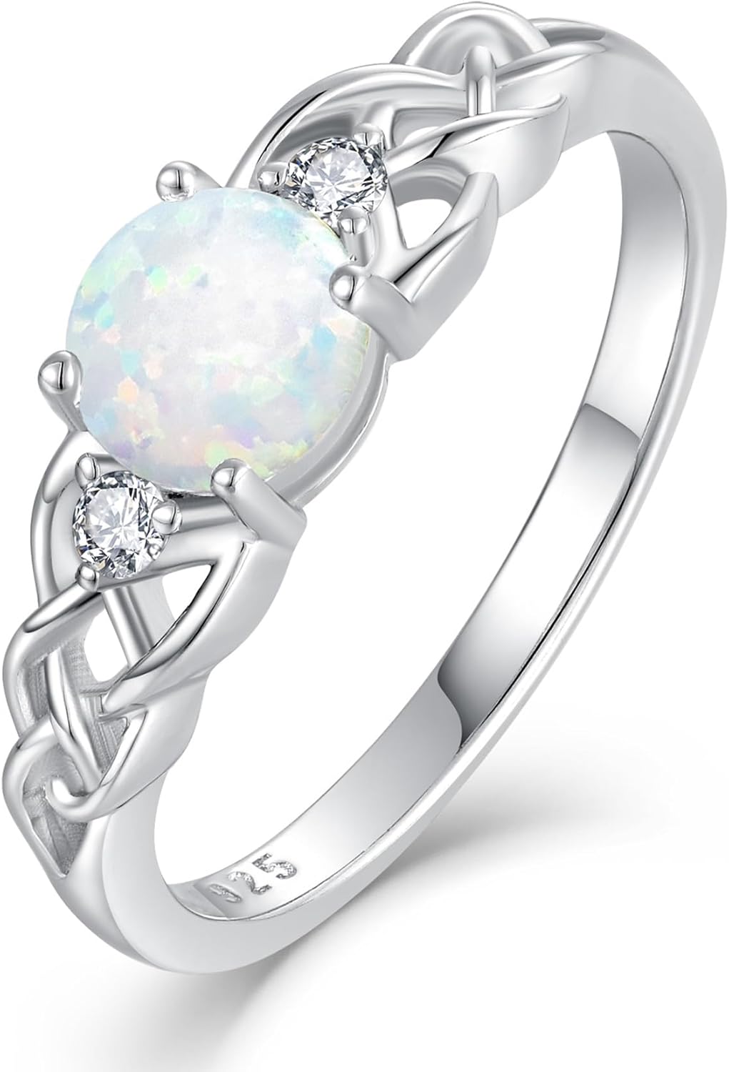 STARCHENIE Celtic Knot Ring for Women 925 Sterling Silver 3-Stone Promise Ring Size 5-10