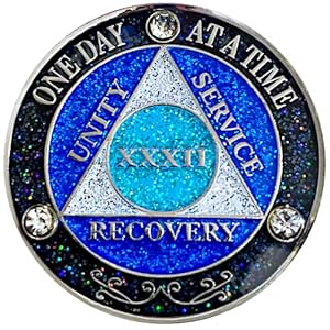 (Year 1-50) AA crystals and glitter locket, silver plated coin, black rainbow, blue glitter and three clear diamond-like crystals, epoxy covered 12 61K1a71rldL. SL500 . SS300