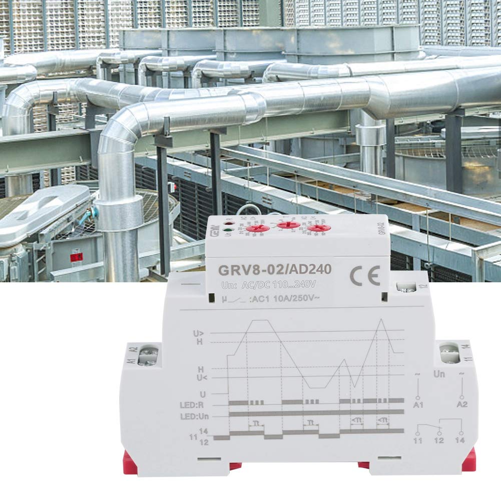 Relè di monitoraggio tensione, GRV8-02 Relè di controllo tensione monofase per apparecchiature elettriche o compressori, controllo(GRV8-02/AD240)