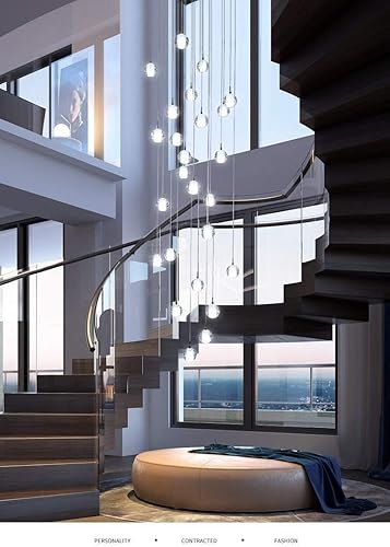 Lámpara colgante moderna de cristal, lámpara LED de techo con forma de gota de lluvia, lámpara colgante de bola de cristales, iluminación de 14