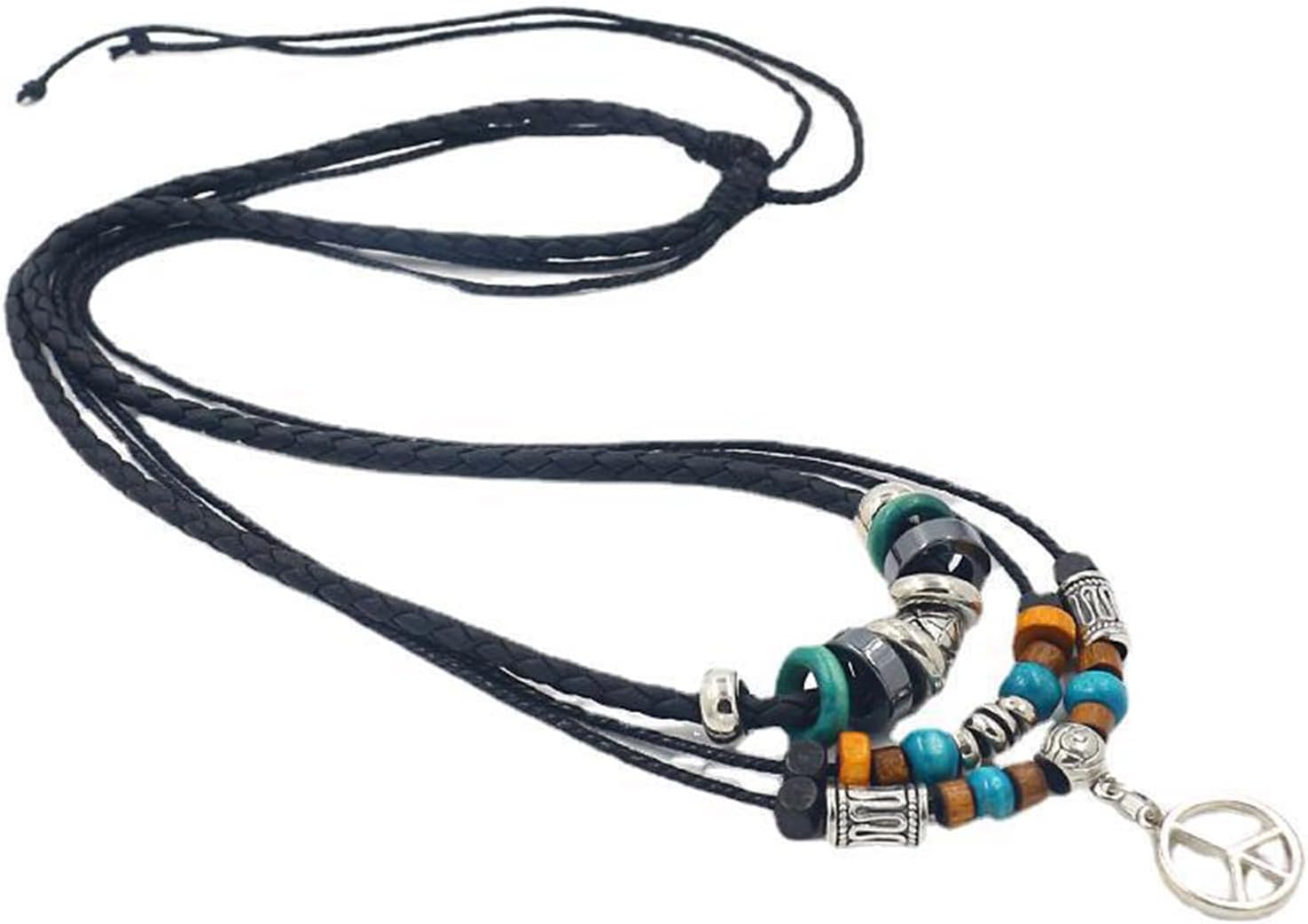Peace Sign Necklace for Men Women Hippie Boho Leather Choker Necklace Adjustable Layered 70s Peace Necklace Trendy Party Jewelry Accessories - Image 6