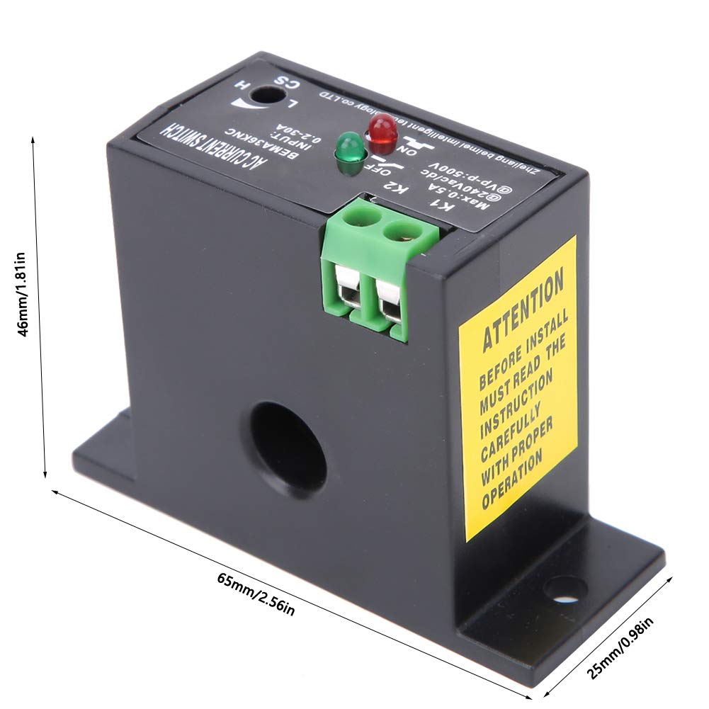 AC Current Sensing Switch, 0.2-30A Self-Powered Monitoring Relay, Normally Closed, Industrial Control Equipment Sensor