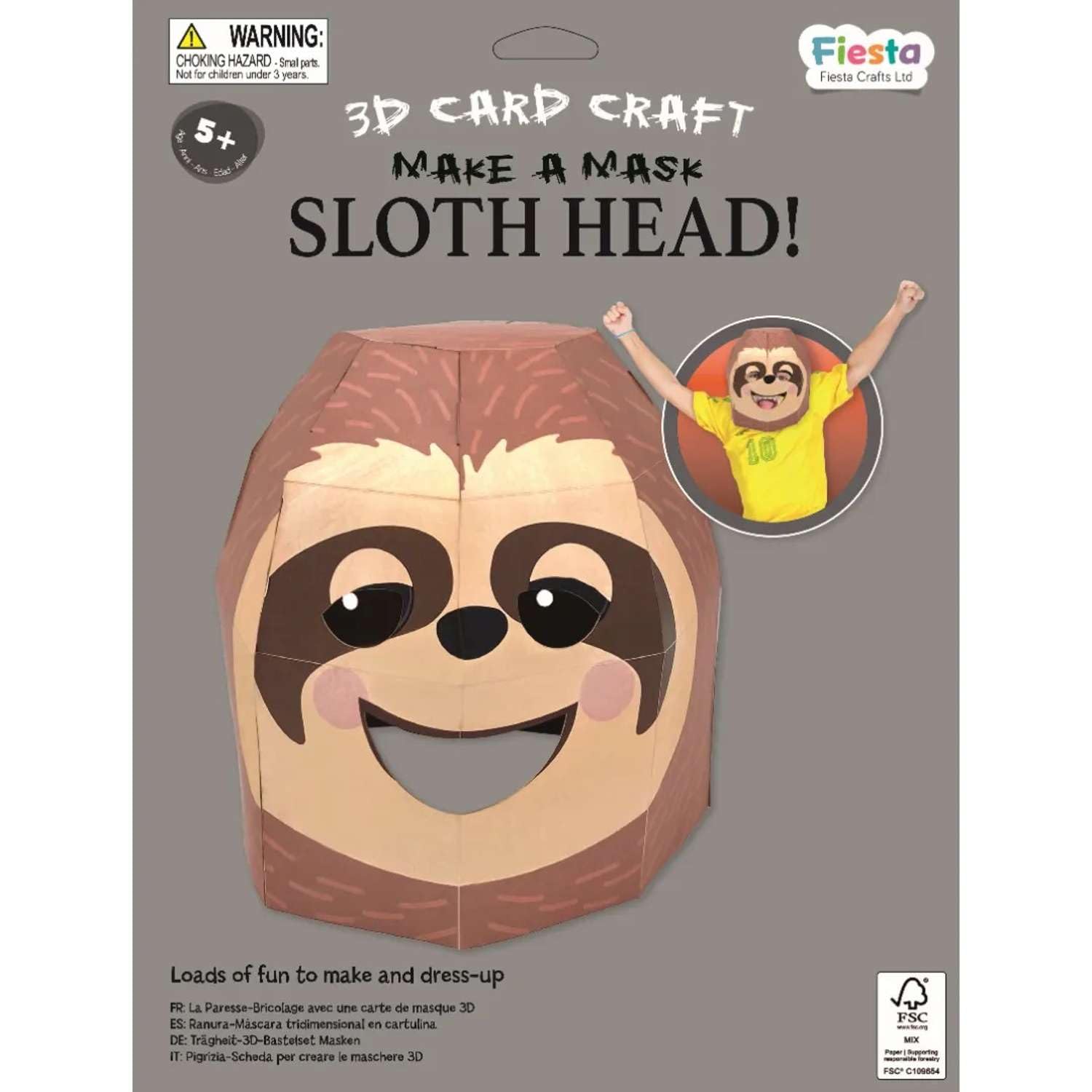 Fiesta Crafts Sloth 3D Mask Card Craft