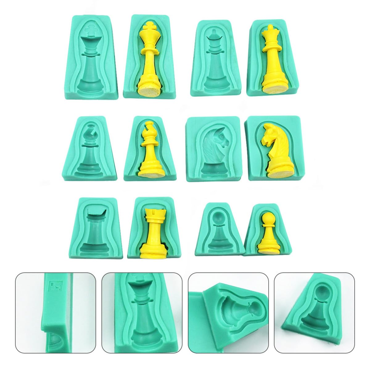 Veemoon Molde de Silicona Seguro y Ecológico para Pastel Diseño de Ajedrez 3d 12 Piezas Adecuado para Fondant y Chocolate en Repostería Creativa