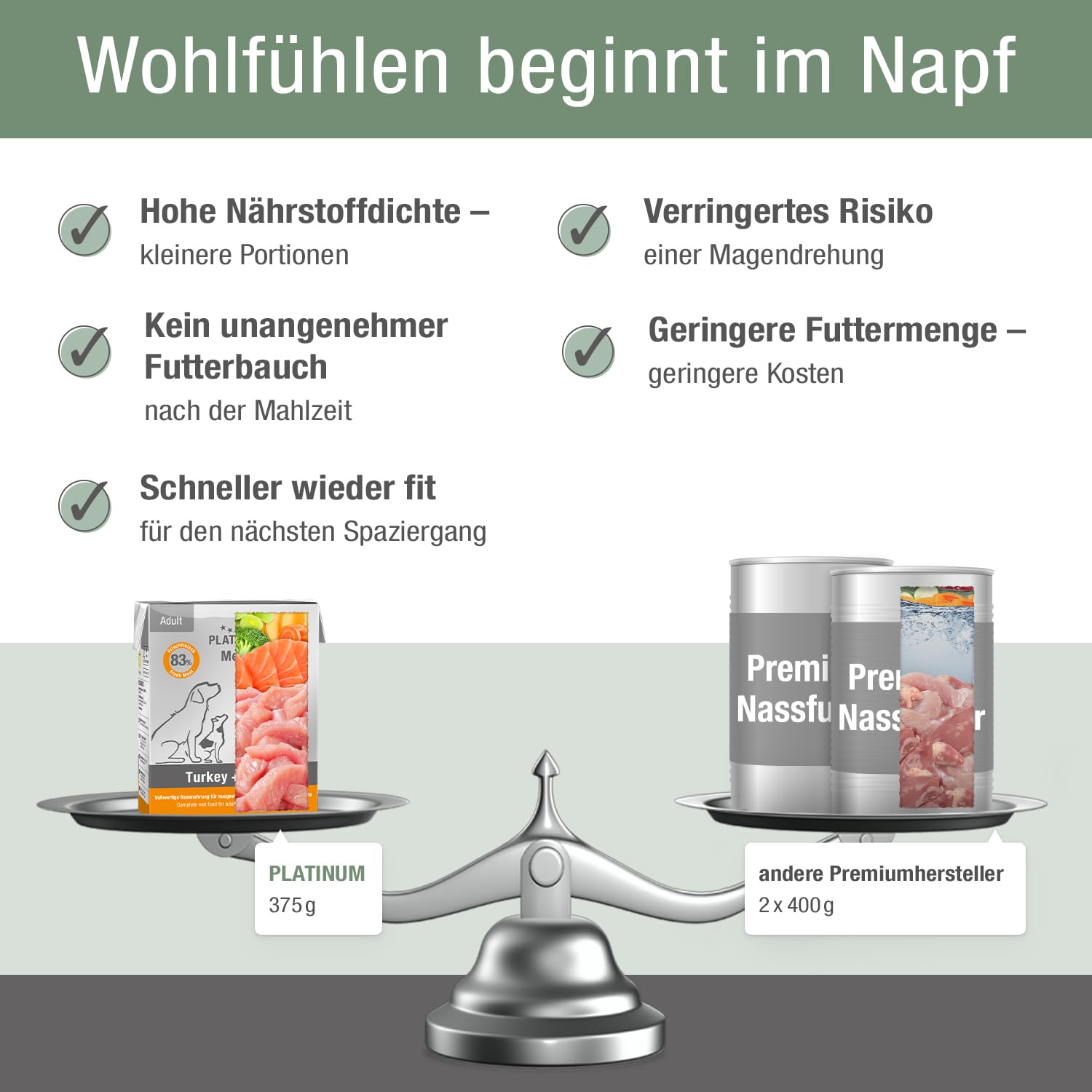 PLATINUM - Nassfutter für Hunde Menu Adult Turkey+Salmon aus FSG - 12x 375g