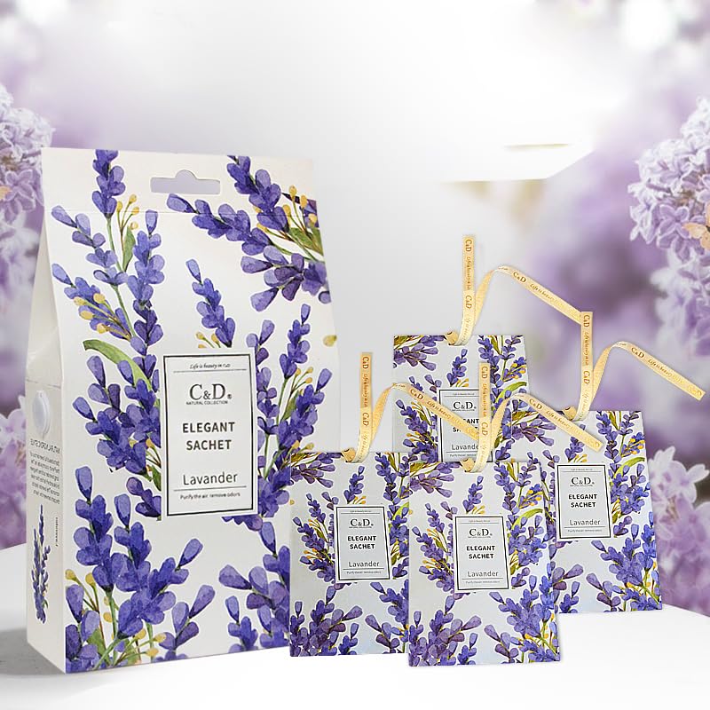 sheful 4 Pack Scent Sachets, Lavender Sachet Bags, Air Freshener, Hanging Closet Deodorizer Scented, Room Fragrance Aroma Bag, Suit for Locker, Car, Closet, Gym Bag