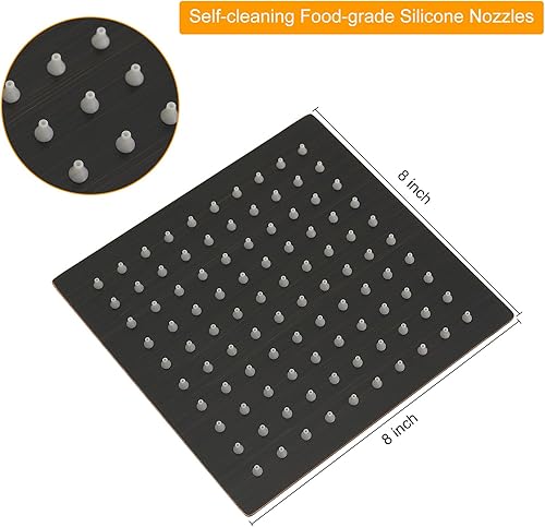 Miniatura 89 de BESy - Cabezal de ducha efecto lluvia cuadrado, de acero inoxidable de alta presión, de 1/16”, ultra fino, cobertura de cuerpo completo con boquilla