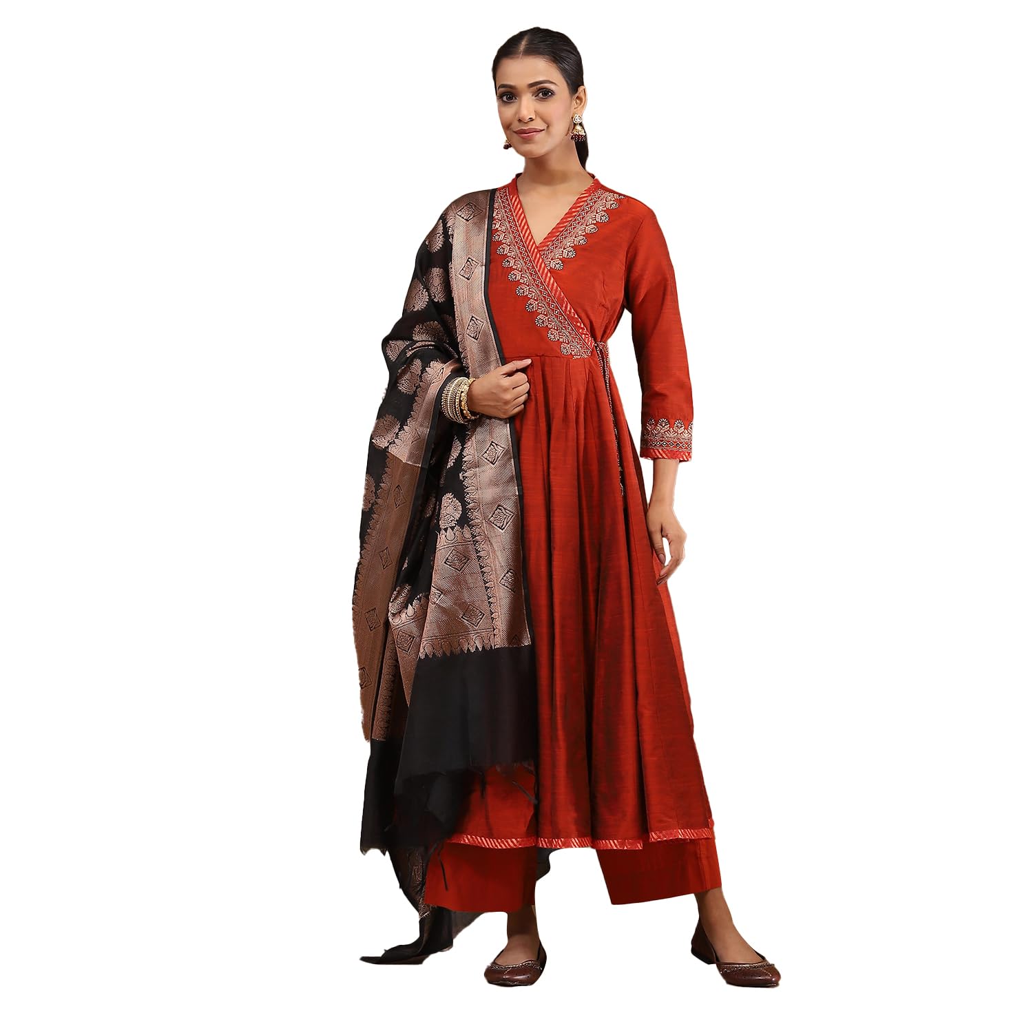 biba Women Embroidered Angrakha Festive Anarkali Suit Set-picture-28