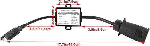 Miniatura 4 de Keenso Conector de enchufe de remolque, convertidor de luz del conector de remolque EE.UU. 4 Pin a EUR 7 Pin Adaptador Stop Brake Separating