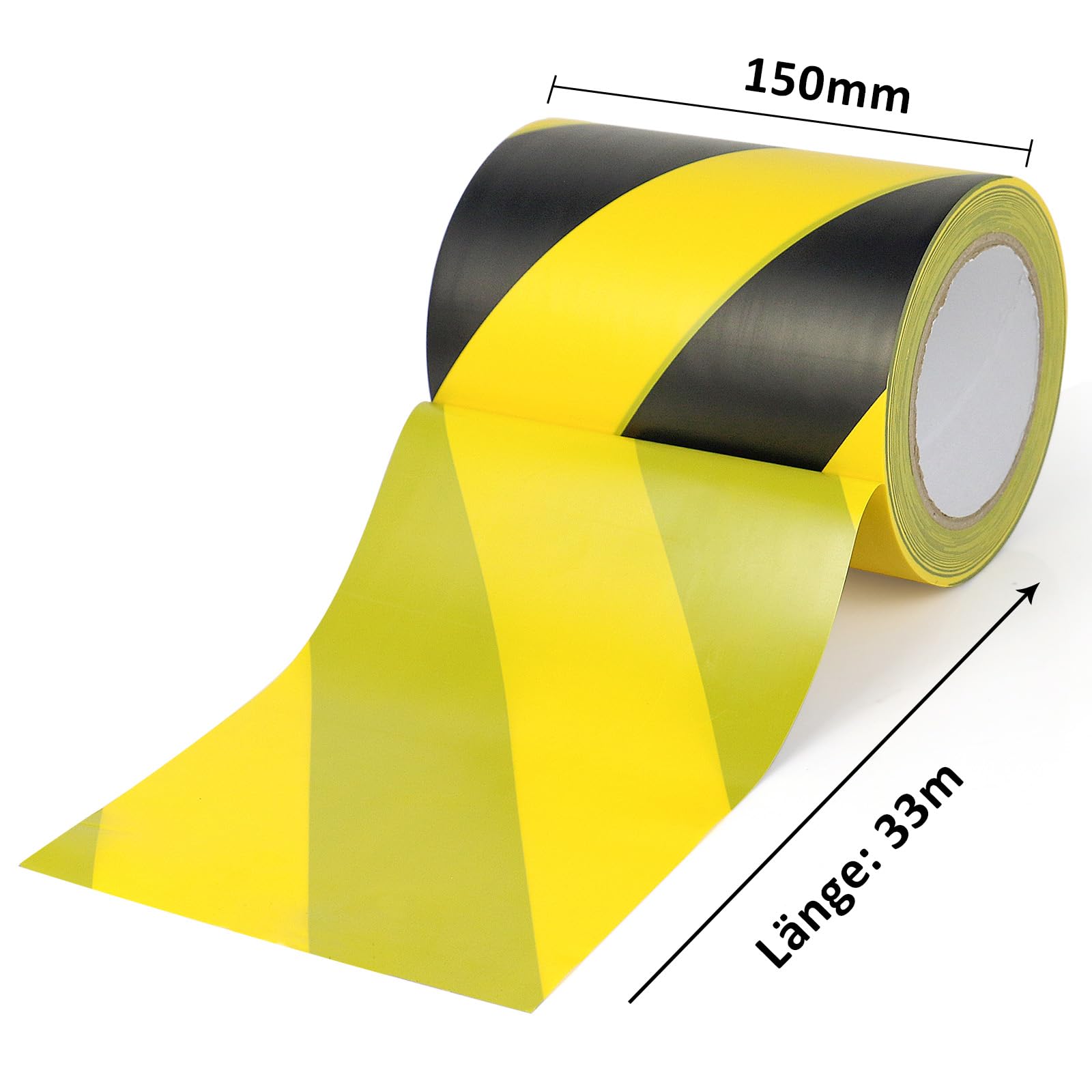 BOMEI PACK Warnklebeband Gelb Schwarz Warnband Gefahr Warnung PVC Für Bodenkennzeichnungen 150mmx33m
