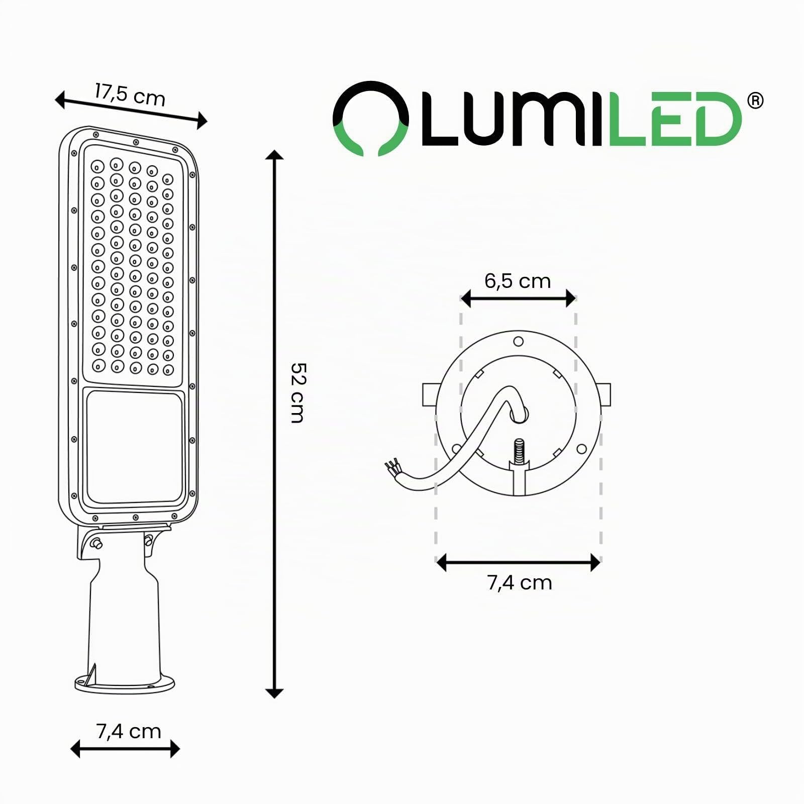 Lumiled LED Straßenlaterne 100W 14000 Lm Straßenlampe 4000K Neuralweiß Straßenleuchte Außenleuchte IP65 Wasserdicht Mastleuchte Wegeleuchten Parkplatz Beleuchtung Hofbeleuchtung Wandleuchte