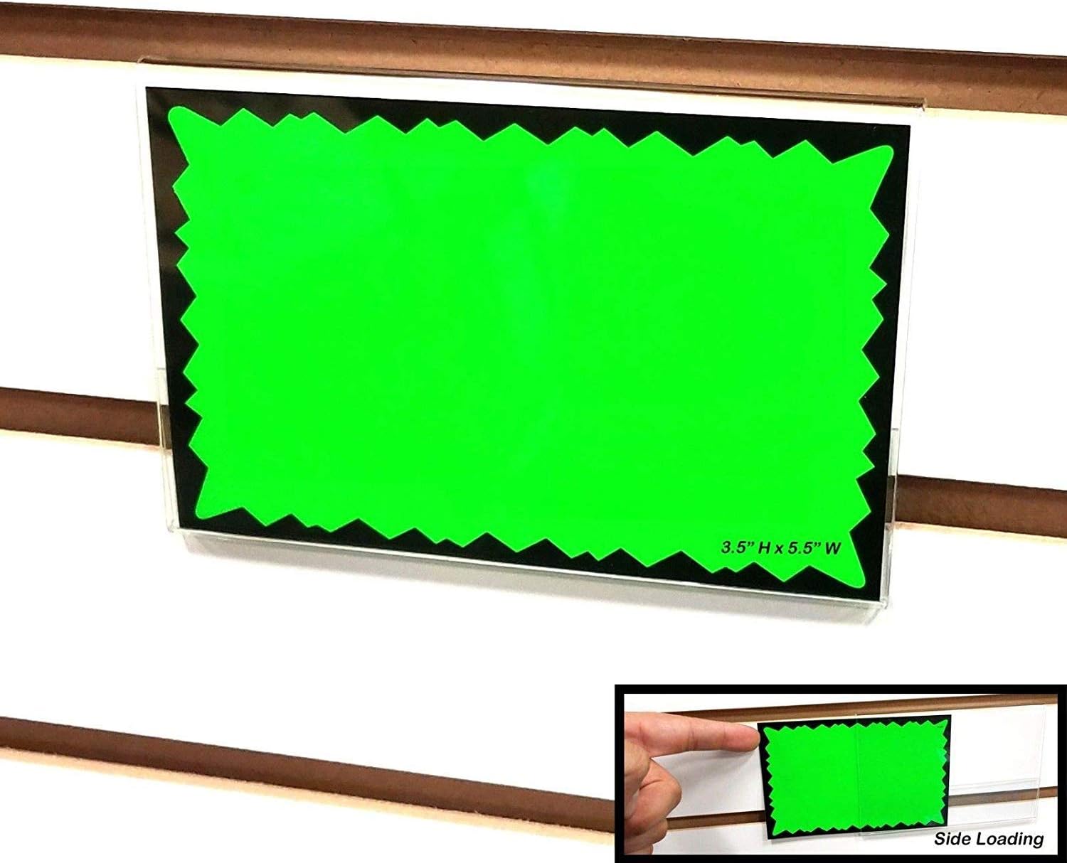 Slatwall Acrylic Sign Holder, Horizontal Landscape Orientation, 3.5 H x 5.5 W, 1 Unit