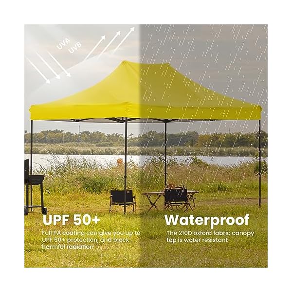 Jearey upgraded 10×15 pop up canopy tent heavy duty outdoor canopy with roller bag4 sand bagsyellow  urban country home decor