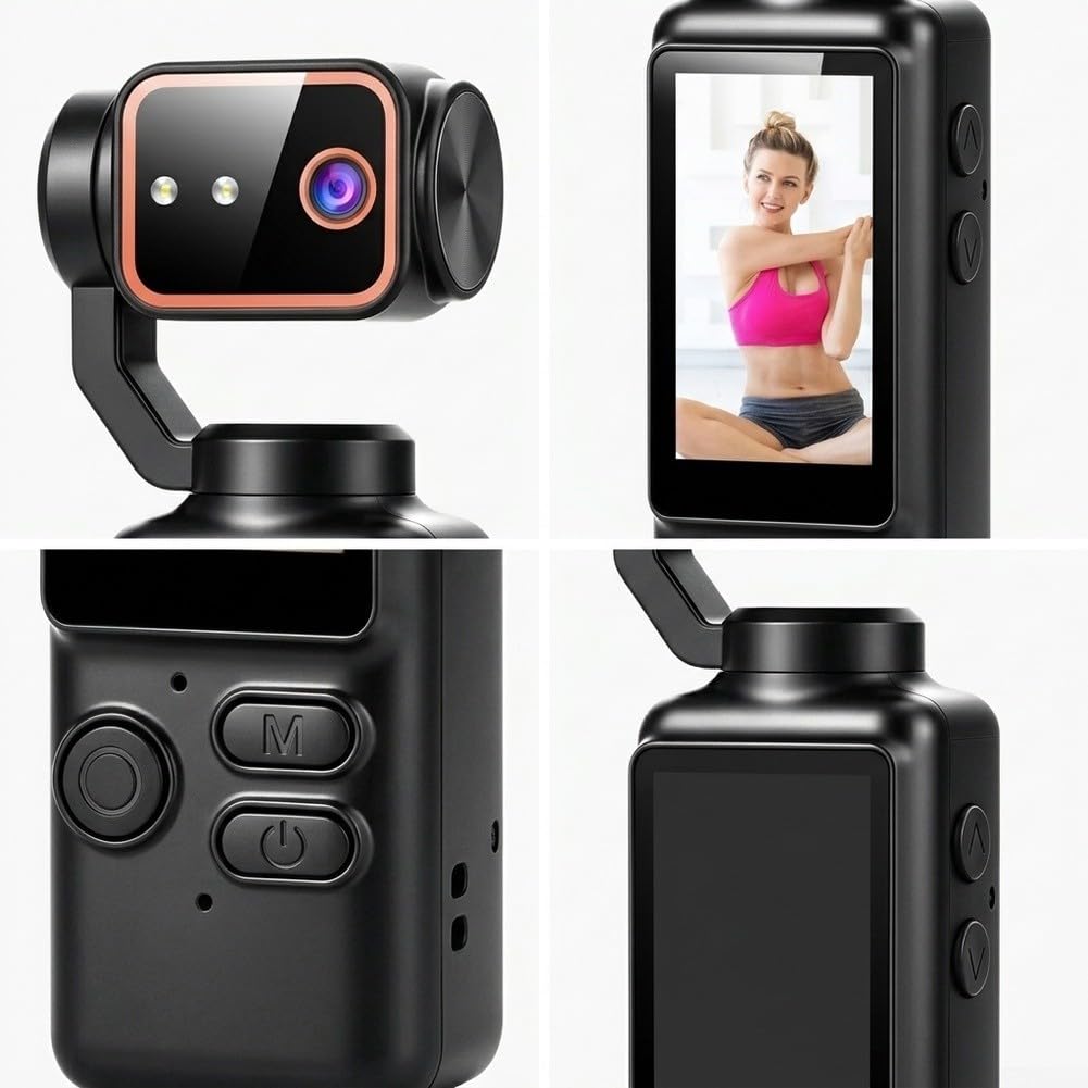 Videocamera portatile 4K con obiettivo flip a 180°