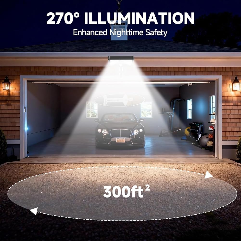 AoLa Solar Außenlampe mit Bewegungsmelder, LED Solarlampen 3 Modi mit USB Aufladbar 1500mAh Solar Wandleuchte Verstellbar Magnetisch Strahler IP65 Wasserdicht für Garten Terrasse Garage,Weißes licht