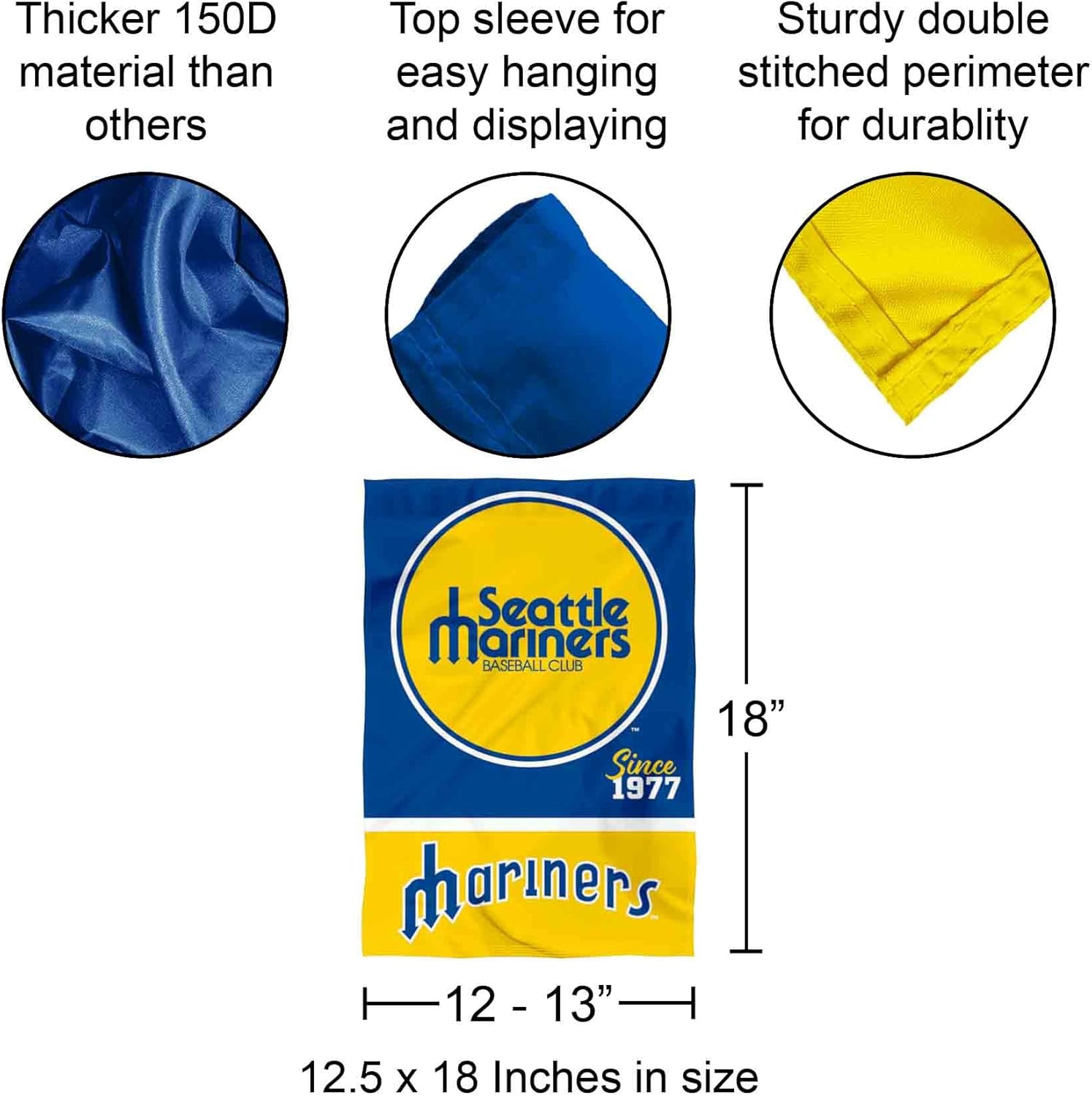 Seattle Mariners Retro Vintage Throwback Double Sided Garden Flag - Image 3