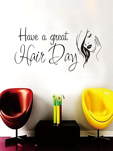 Miniatura 3 de Vinilo adhesivo de pared para peluquería, arte creativo de vinilo para peluquerías y estudios de peluquería, 24 x 12 pulgadas (negro, JZY055-Hair