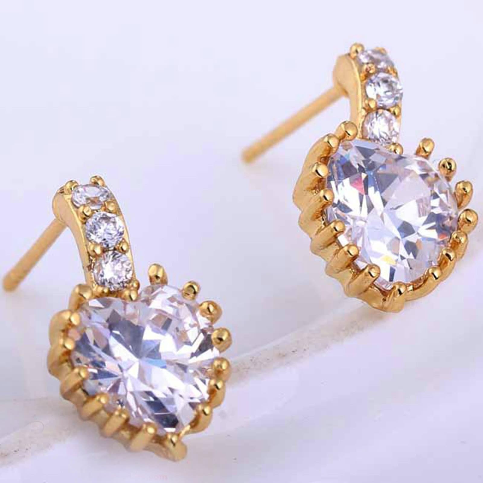 Pendientes de oro amarillo 585 para mujer, elegantes pendientes de corazón amatista, cumpleaños para novia, oro amarillo