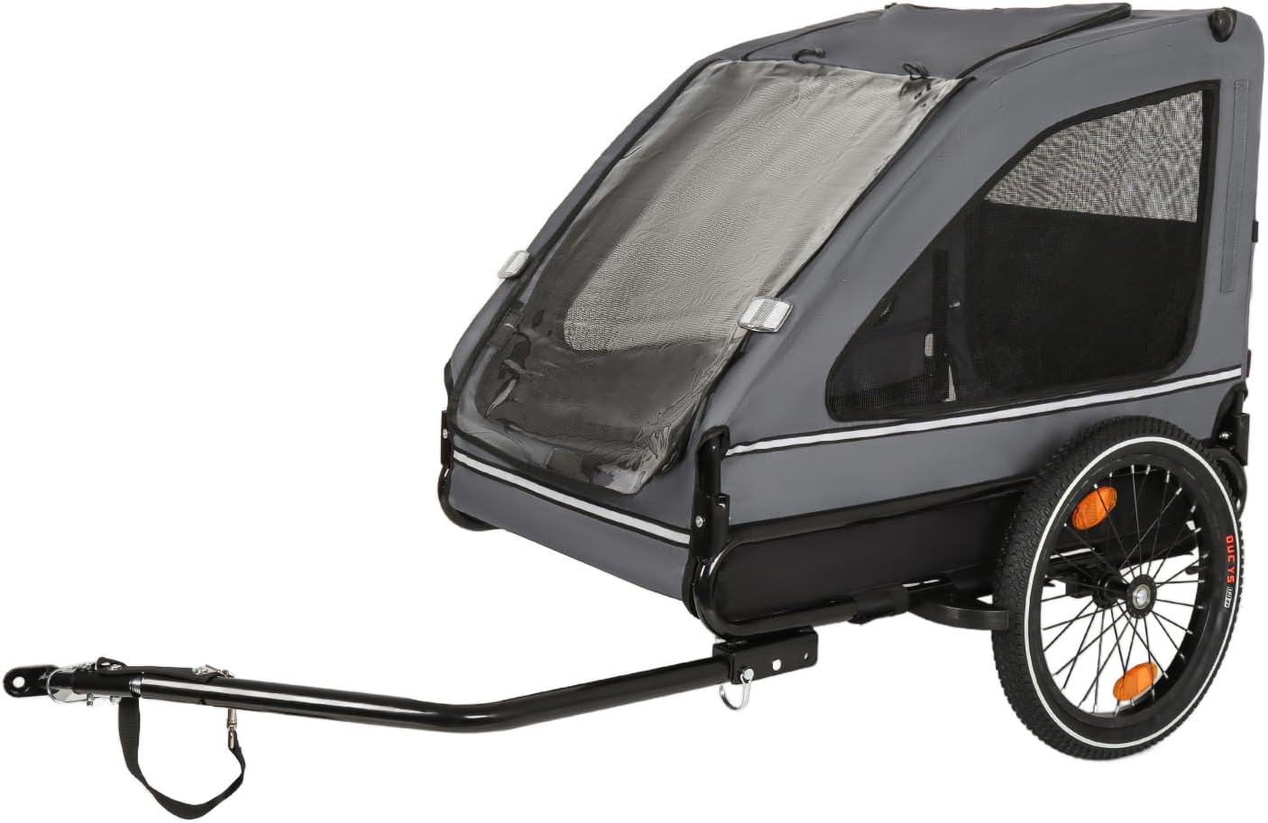 Pet Bike Trailer Dog Cart Steel Black+Grey Stable Structure Outdoor Use Durable