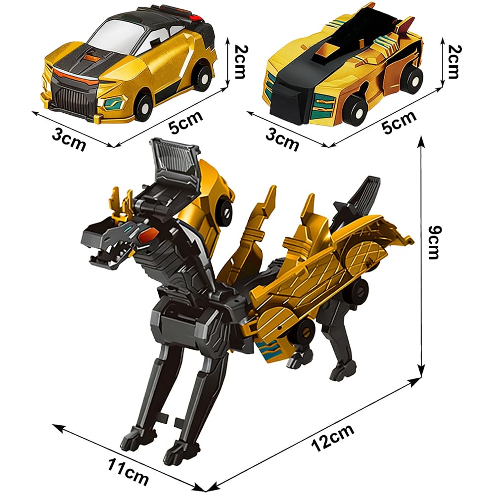 2er-Set Einhorn-Roboter – Transformierendes Auto-Spielzeug, Das Sich Zum Fliegenden Pferd Kombiniert (Blau)