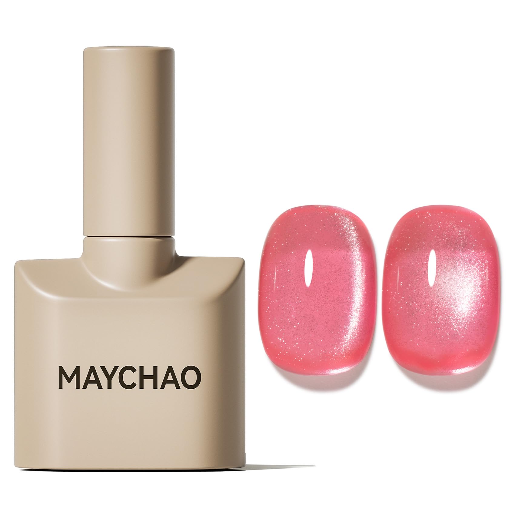 MAYCHAO 15ML Cat Eye Gel Nail Polish 1Pc Candy Pink Gel Polish with Magnet Soak off Holographic Magnetic Nail Polish for Nail Art Manicure Salon DIY at Home, 0.5 OZ