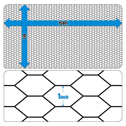 Fencer Wire 20 Gauge Black Vinyl Coated Poultry Hex Netting With 1 Inch Mesh (6 Ft. X 150 Ft.) #TOP2