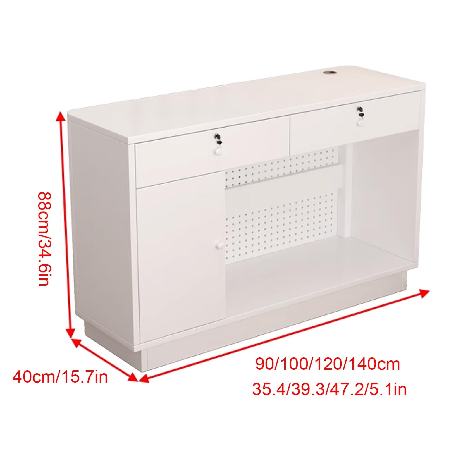 Bureau de réception moderne avec panneau perforé, support de registre de vente au détail, grand bureau pour bureau, entreprise, restaurant, beau salon, magasin de vêtements – Polyvalent et fonctionnel