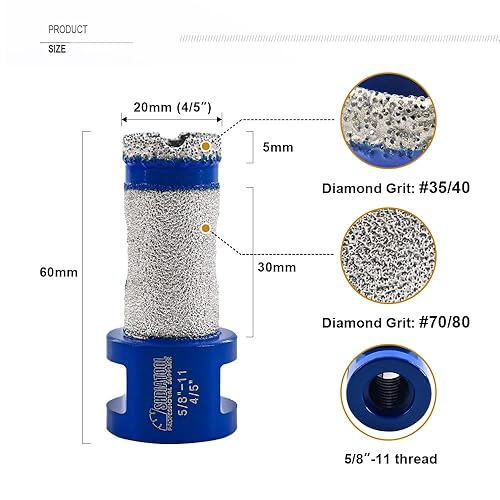 Miniatura 2 de SHDIATOOL Brocas de diamante para taladro de 45 pulgadas, sierra de agujero para ampliar agujeros de moldeo de azulejos de porcelana, mármol,